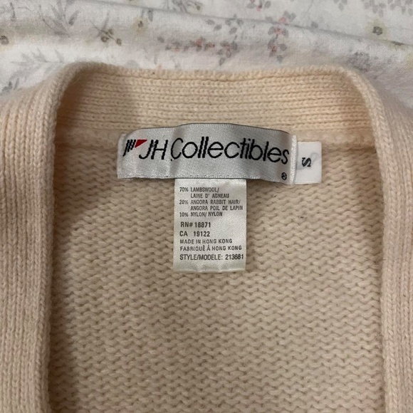 JH Collectibles Vintage 80s Wool Angora Cable Knit Cream Sweater - Picture 3 of 8